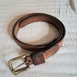 Polo by Ralph Lauren Tan Leather Belt with Gold Buckle